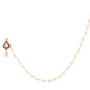 Etnico Gold Plated Traditional Bridal Nose Ring/Nath Without Piercing with Pearl Chain Encased with Pearl Stone for Women (NL111M)
