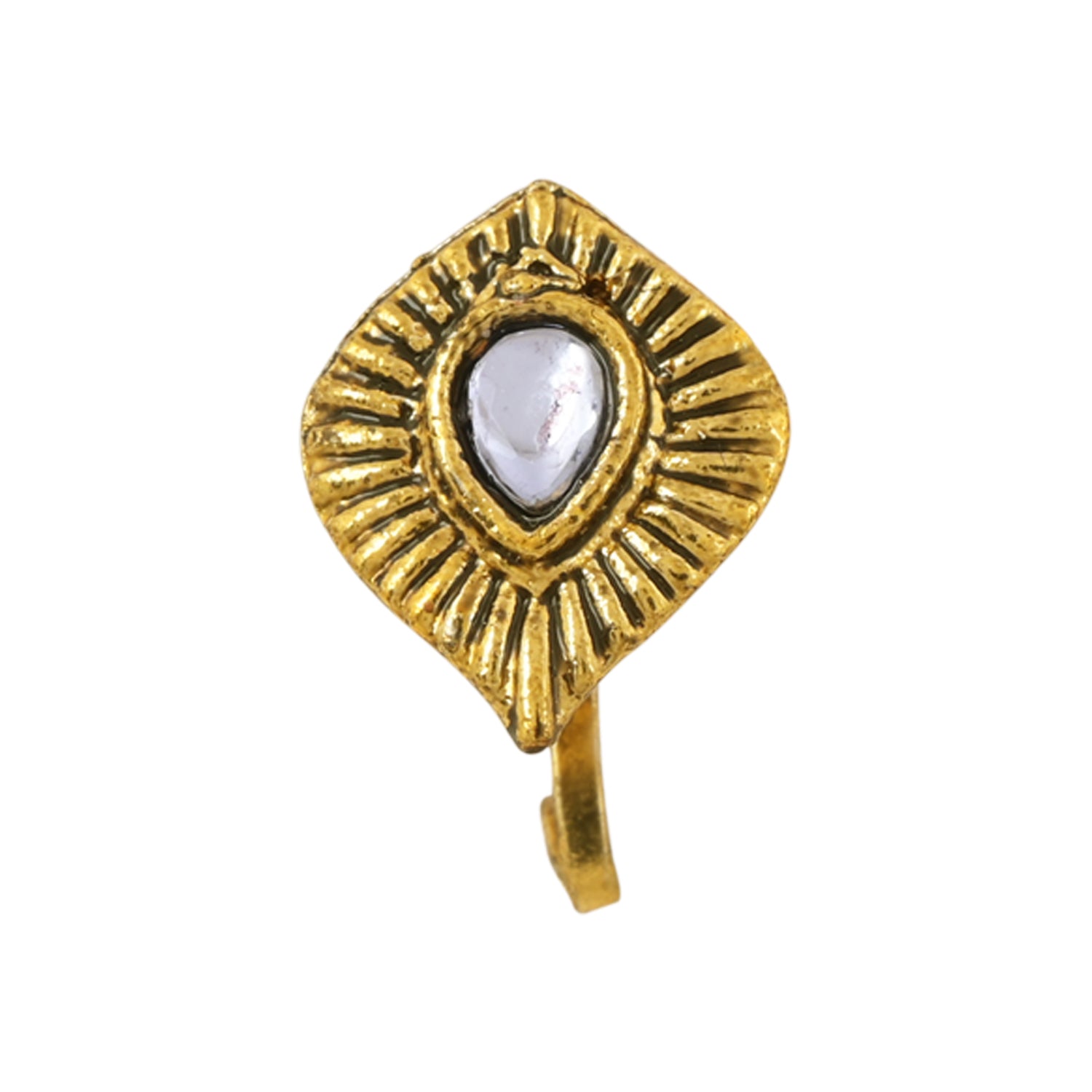 Etnico Gold Plated Traditional Ethnic Set of 6 Nose Pins Without Piercing Encased with Stones for Women (NL191FL-CO)