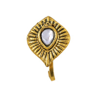 Etnico Gold Plated Traditional Ethnic Set of 6 Nose Pins Without Piercing Encased with Stones for Women (NL191FL-CO)