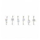 Etnico Silver Plated Cubic Zirconia American Diamond Clip On Non Piercing Pressing Type Nose Pin/Stud Combo Pack For Women (NL193S-CO)