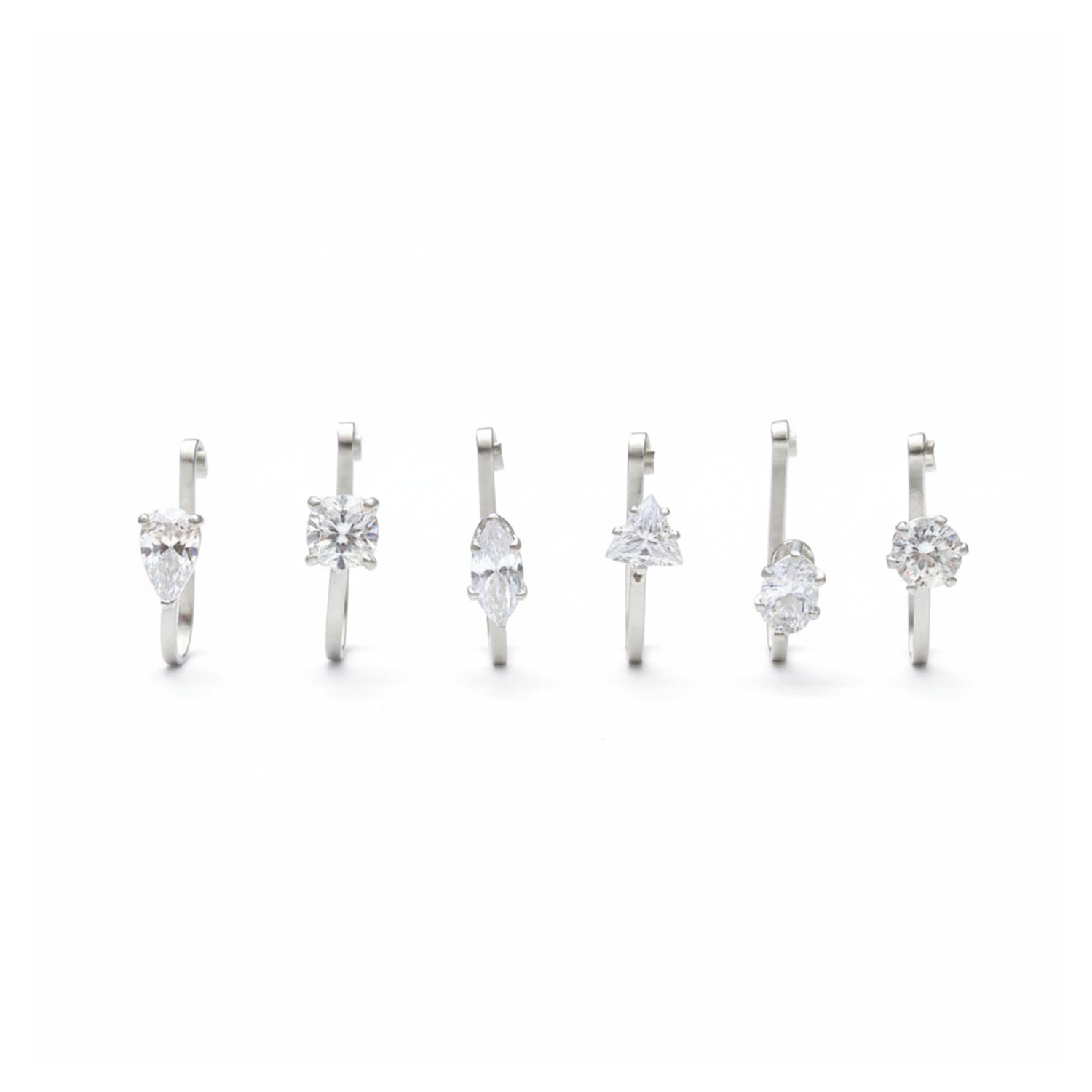 Etnico Silver Plated Cubic Zirconia American Diamond Clip On Non Piercing Pressing Type Nose Pin/Stud Combo Pack For Women (NL193S-CO)