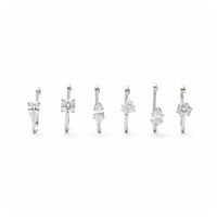 Etnico Silver Plated Cubic Zirconia American Diamond Clip On Non Piercing Pressing Type Nose Pin/Stud Combo Pack For Women (NL193S-CO)