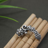 Etnico Silver Oxidized Without Piercing Nosering Pressing Type Clip on nose pin Stud for women (NL86OX)