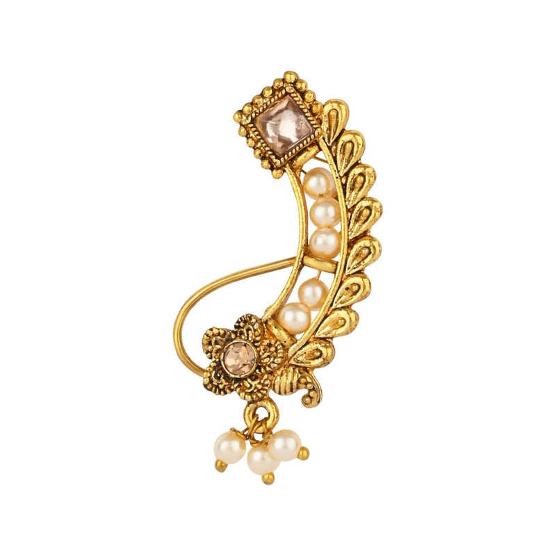 Etnico Traditional Maharashtrian Gold-Plated Pressing Nath Nose Pins Clip On For Women (NL98FL)