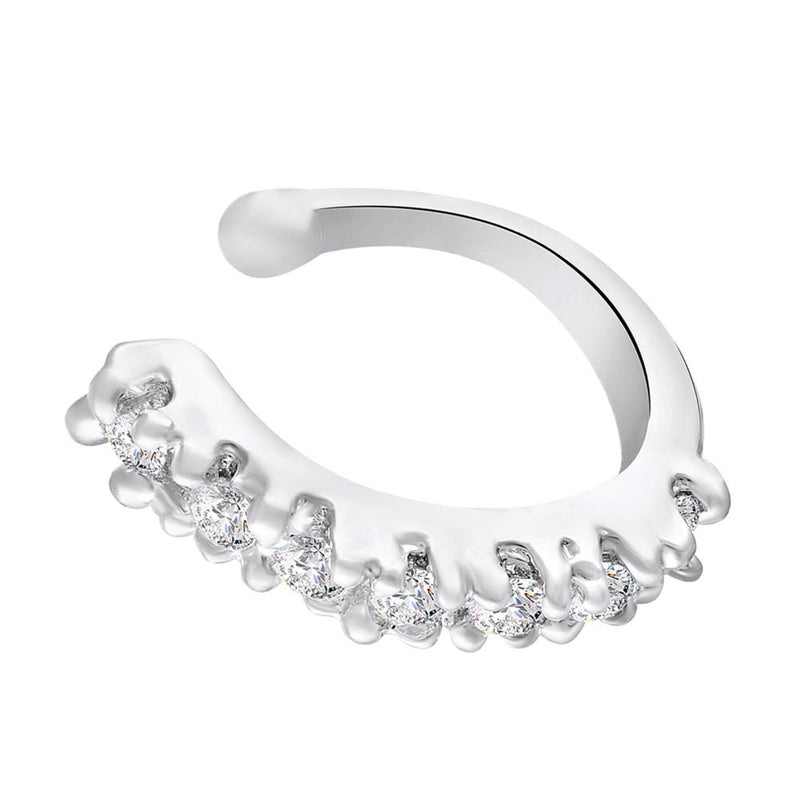 Mahi Simple and Elegant Non Piercing Nose Ring with Cubic Zirconia Stones for Women (NR1100170R)