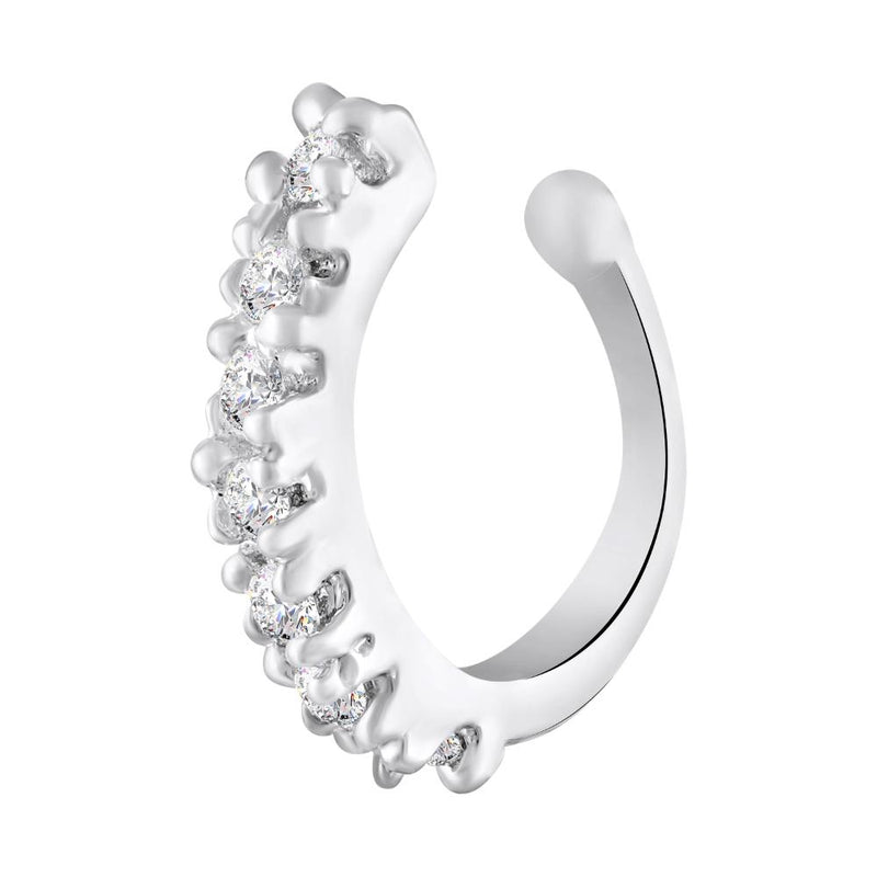 Mahi Simple and Elegant Non Piercing Nose Ring with Cubic Zirconia Stones for Women (NR1100170R)