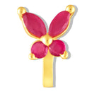 Mahi Gold Tone Red Ruby Floral Non-Piercing Adjustable Nose Ring for Women (NR1100177GRed)