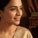 Mahi Floral Sparkling Crystals Gold-Tone Non Pierced Nose Ring (Nose Pin) for Women & Girls (NR1100180GWhi)