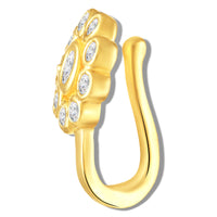 Mahi Floral Sparkling Crystals Gold-Tone Non Pierced Nose Ring (Nose Pin) for Women & Girls (NR1100180GWhi)