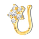 Mahi Floral Sparkling Crystals Gold-Tone Non Pierced Nose Ring (Nose Pin) for Women & Girls (NR1100182GWhi)