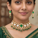 Js Fashion  Fancy Design High Gold Polish Beautiful Kundan Stones Kundan Choker Style Necklace Set