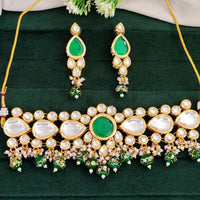 Js Fashion  Fancy Design High Gold Polish Beautiful Kundan Stones Kundan Choker Style Necklace Set