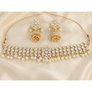 Js Fashion Stunning High Gold Kundan Stone And Pearl Choker Necklace Set 
