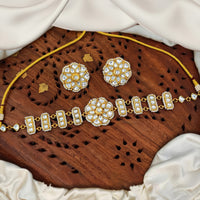 Js Fashion Graceful Kundan Stone And Pearl Choker Necklace Set