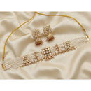 Js Fashion Stunning High Gold Kundan Stone And Pearl Choker Necklace Set 