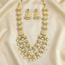 JS Fashion High Gold Royal Kundan And Pearl Long Necklace Set
