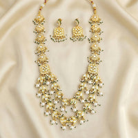 JS Fashion High Gold Royal Kundan And Pearl Long Necklace Set