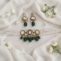 Js Fashion Beautiful Pota Stone And Pearl Necklace Set With Maching Earrings