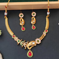 Js Fashion Royal Pota Stone And Meenakari Necklace Set