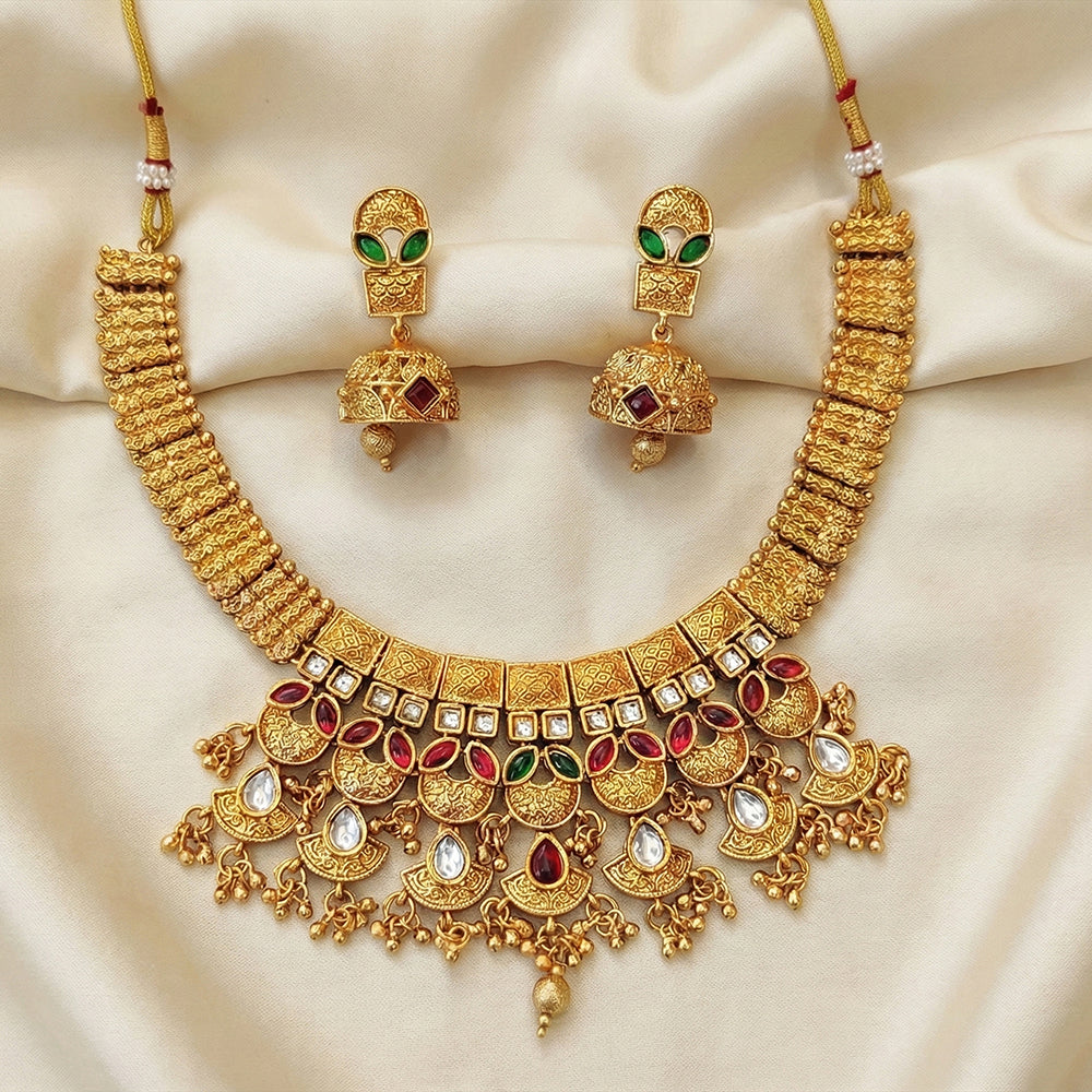 Js Fashion High Gold Kundan Stone Designer Necklace Set