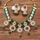 JS Fashion Premium Rajwadi Polish Pota Stone And Pearl Choker Necklace Set