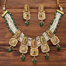 JS Fashion Premium Rajwadi Polish Pota Stone And Pearl Choker Necklace Set