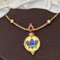 Js Fashion Royal Pota Stone And Meenakari Necklace Set