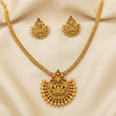 Js Fashion High Gold Traditional Pota Stone And Pearl Temple Necklace Set