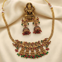 Js Fashion High Gold Pota Stone And Pearl Temple Designer Necklace Set 