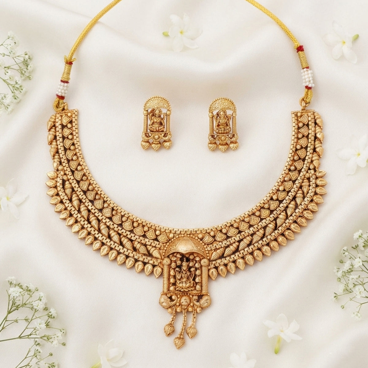 Js Fashion Beautiful Pota Stone And Pearl Necklace Set With Maching Earrings