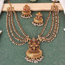 JS Fashion Premium Rajwadi Polish Pota Stone And Pearl Temple Necklace Set