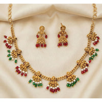 JS Fashion Premium Rajwadi Polish Pearl Temple Necklace Set