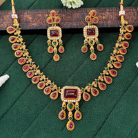 Js Fashion High Gold Pota Stone Designer Necklace Set 