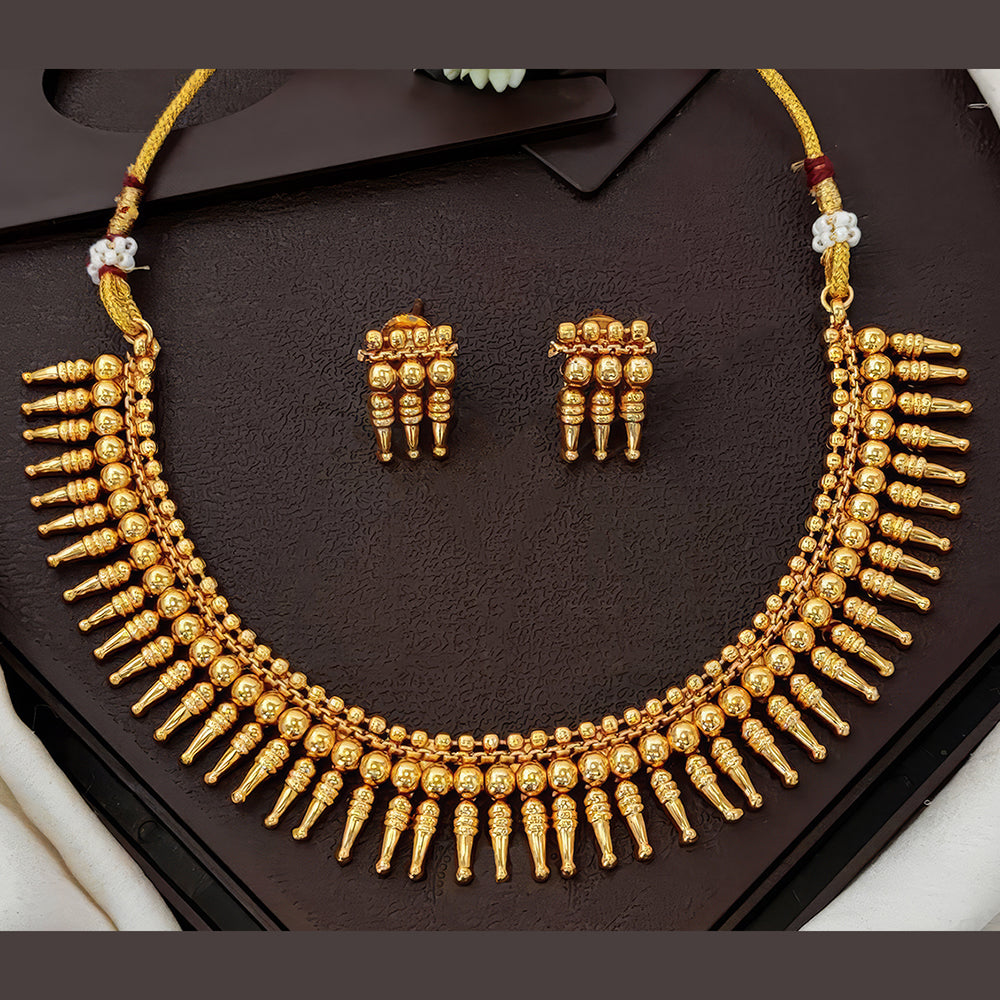 Js Fashion  High Gold Antique Spike Design Necklace Set with Earrings