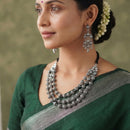 Js Fashion Oxidized Silver Beaded Designer Necklace Set
