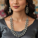 Js Fashion Oxidized Silver Beaded Designer Necklace Set