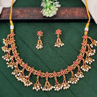 Js Fashion Beautiful Pota Stone And Pearl Necklace Set With Maching Earrings