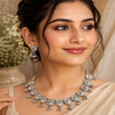 Js Fashion Oxidized Silver Beaded Designer Necklace Set