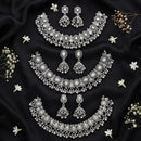 Js Fashion Oxidized Silver Beaded Designer Necklace Set