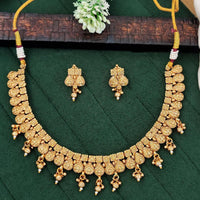 Js Fashion  Designer Antique Gold Necklace Set With Earrings