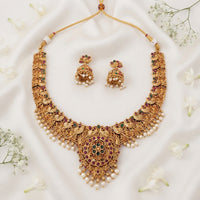 Js Fashion Beautiful Pota Stone And Pearl Necklace Set With Maching Earrings