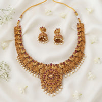 Js Fashion Beautiful Pota Stone And Pearl Necklace Set With Maching Earrings