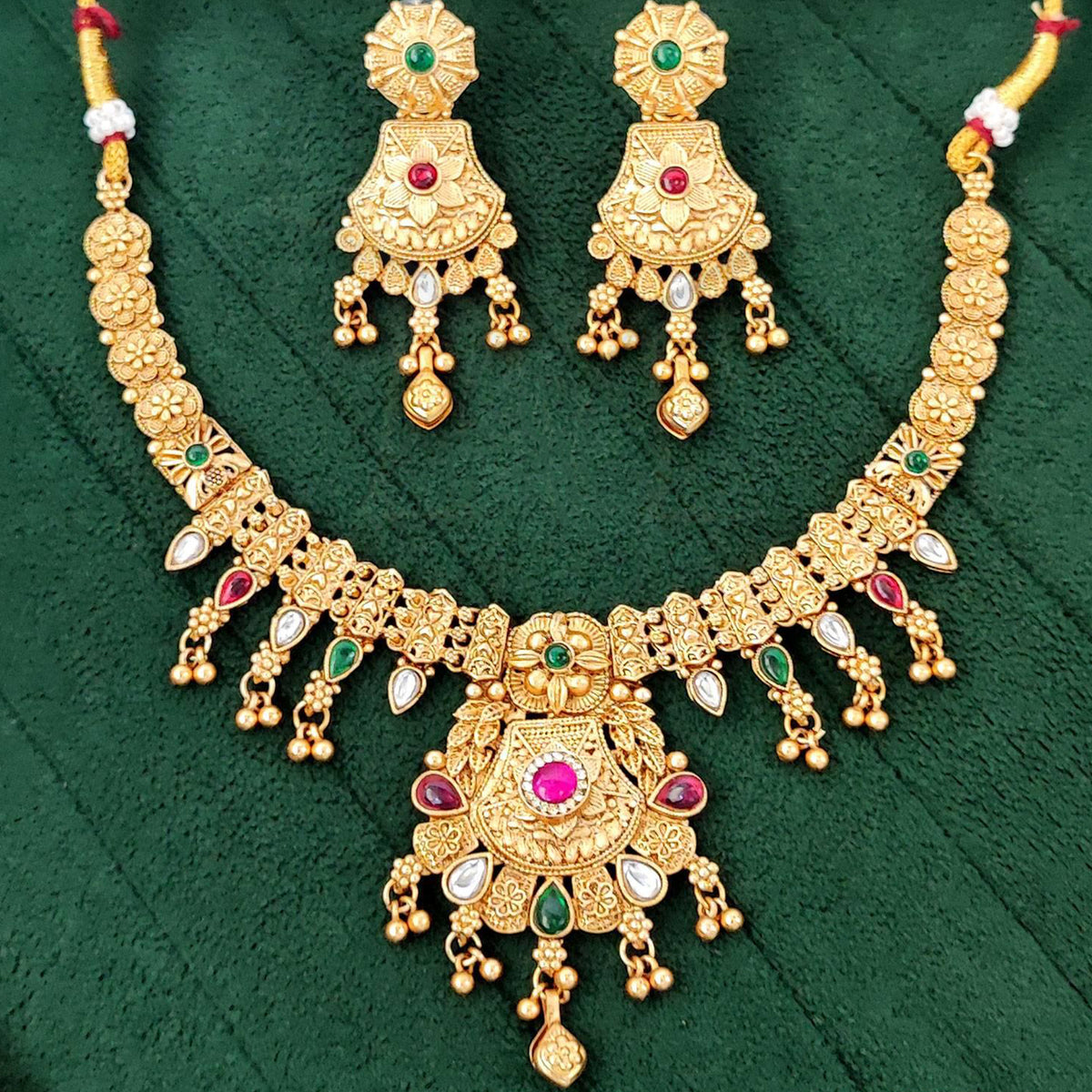 Js Fashion Beautiful Pota Stone And Pearl Necklace Set With Maching Earrings