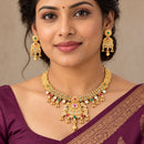 Js Fashion Designer Rajwadi Antique Necklace Set With Matching Earrings