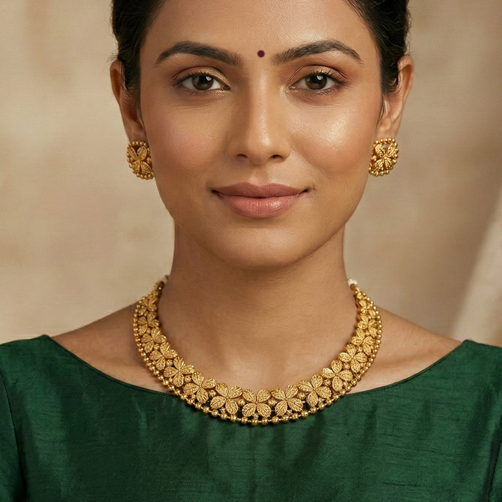 Js Fashion  Beautiful Design Fancy Style Antique High Gold Polish Party wear Necklace Set