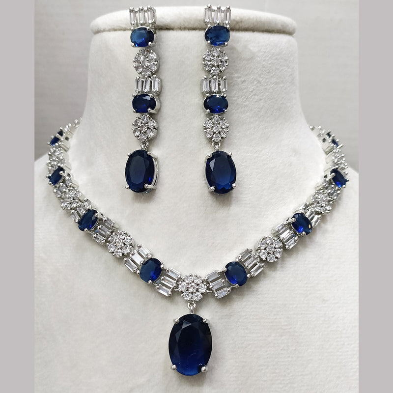 Exotica Collection American Diamond Blue Necklace Set