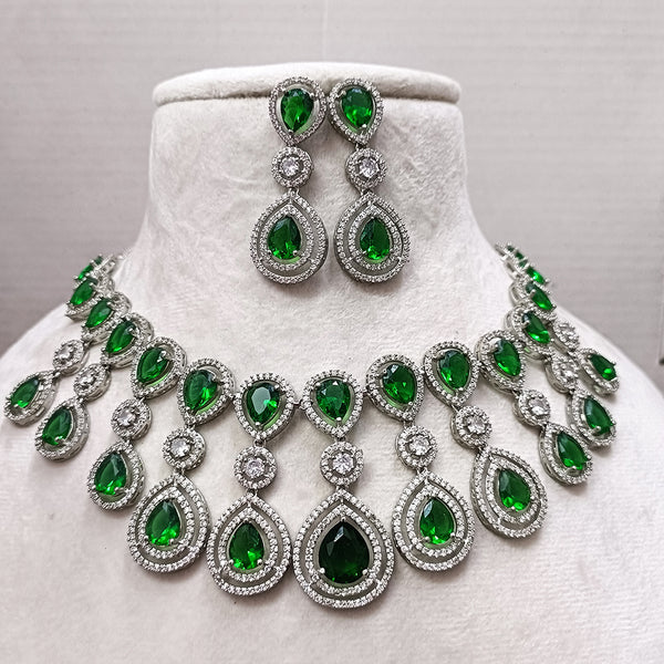 Exotica Collection American Diamond Emrald Necklace Set