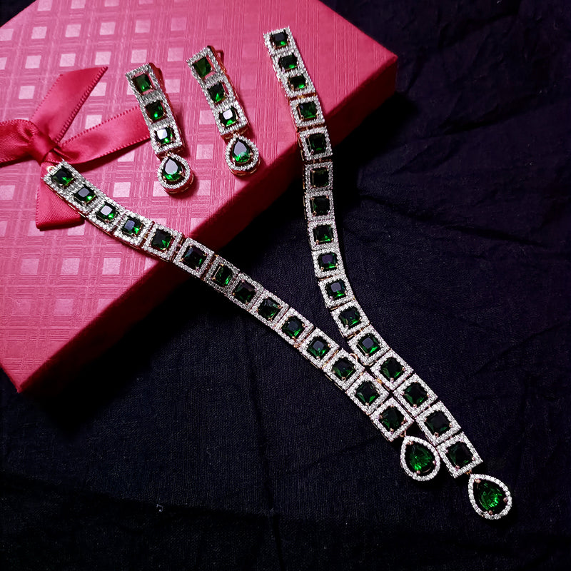 Exotica Collection American Diamond V Shape Necklace Set