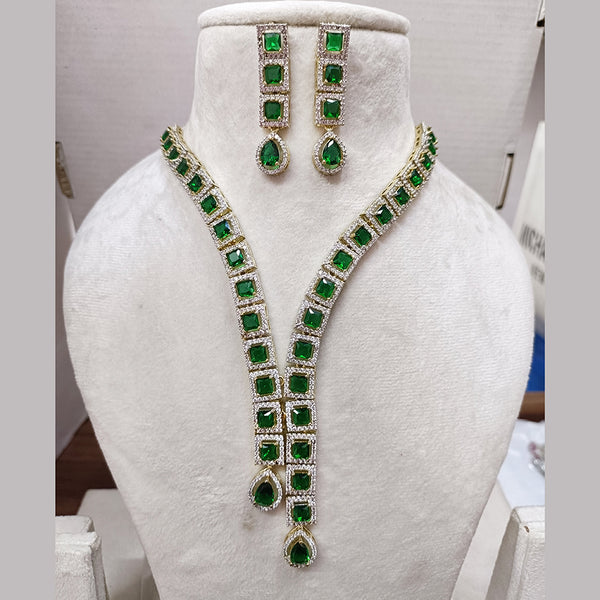 Exotica Collection American Diamond V Shape Necklace Set