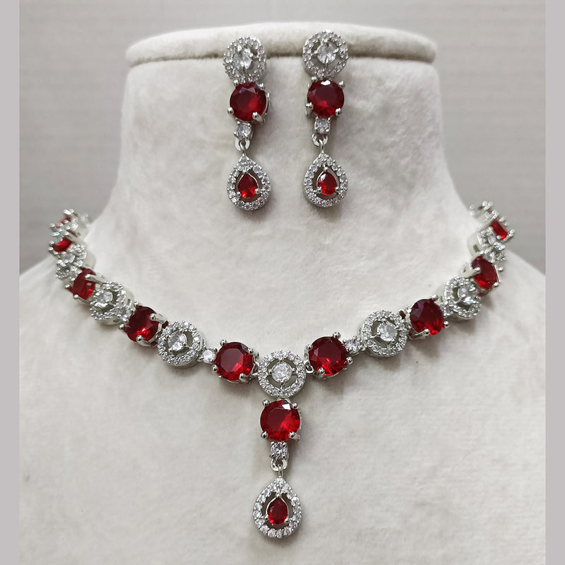 Exotica Collection American Diamond  Red Necklace Set